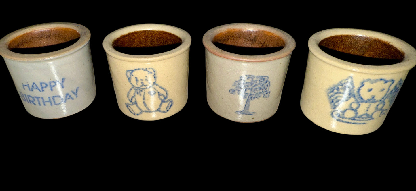 Set of 7 Mini Stoneware Crocks