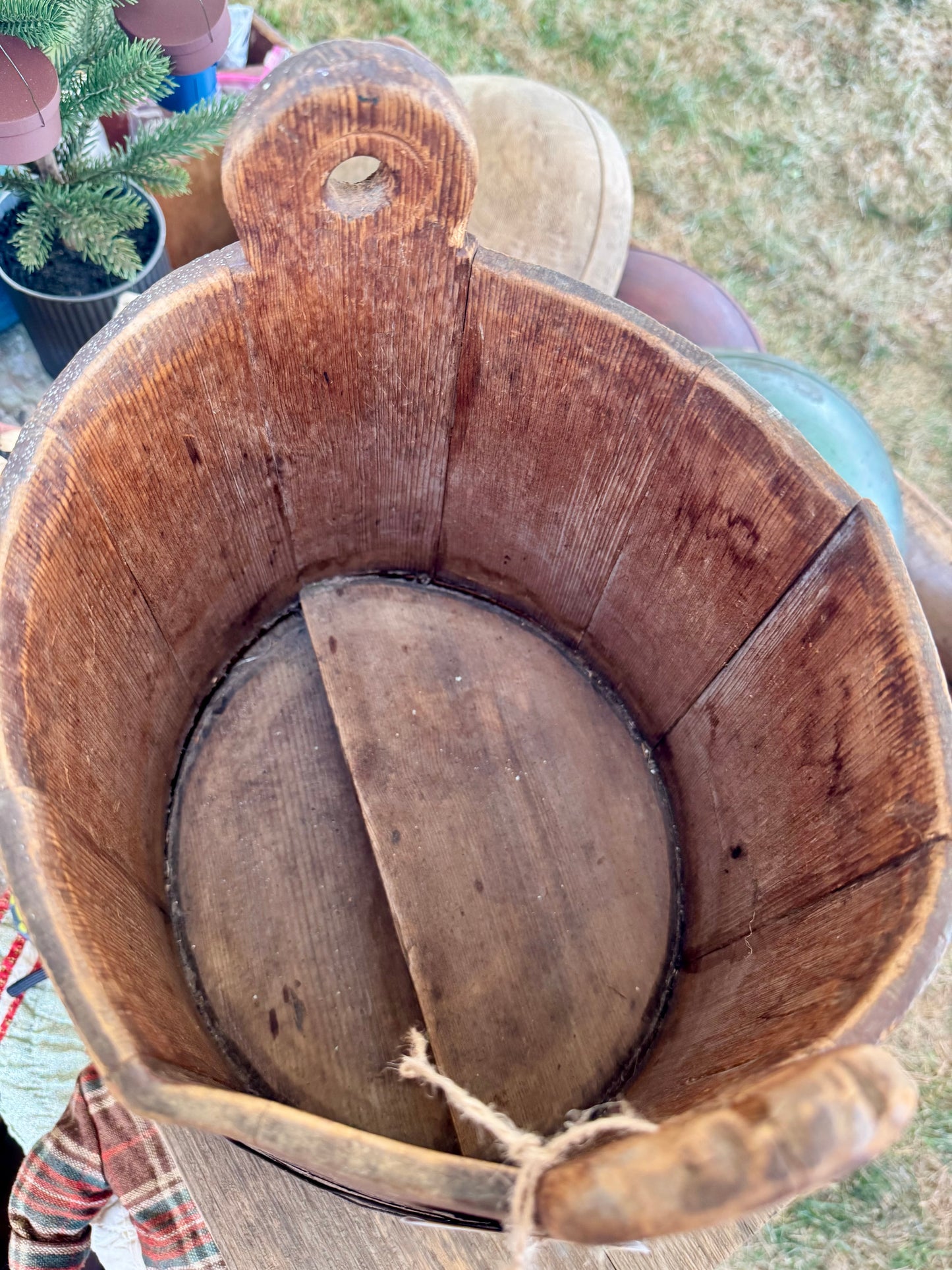 Early Water Bucket in Original Red Paint