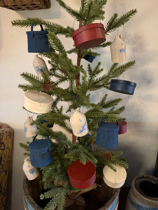 Set of 3 Red, White and Blue Faux Pantry Box Ornaments