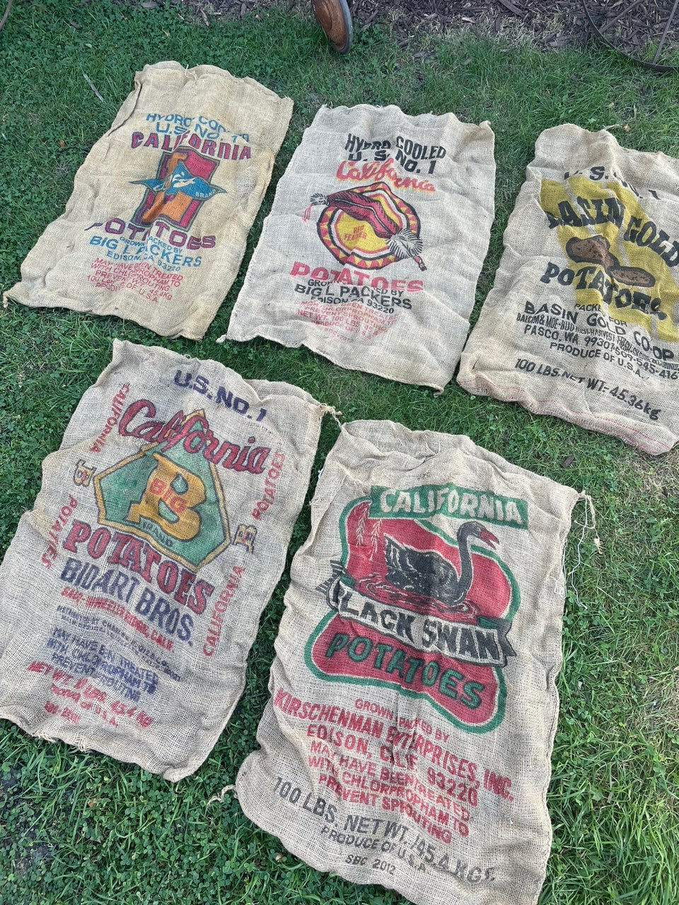 Set of 5 Potato Sacks / Gunny Sacks