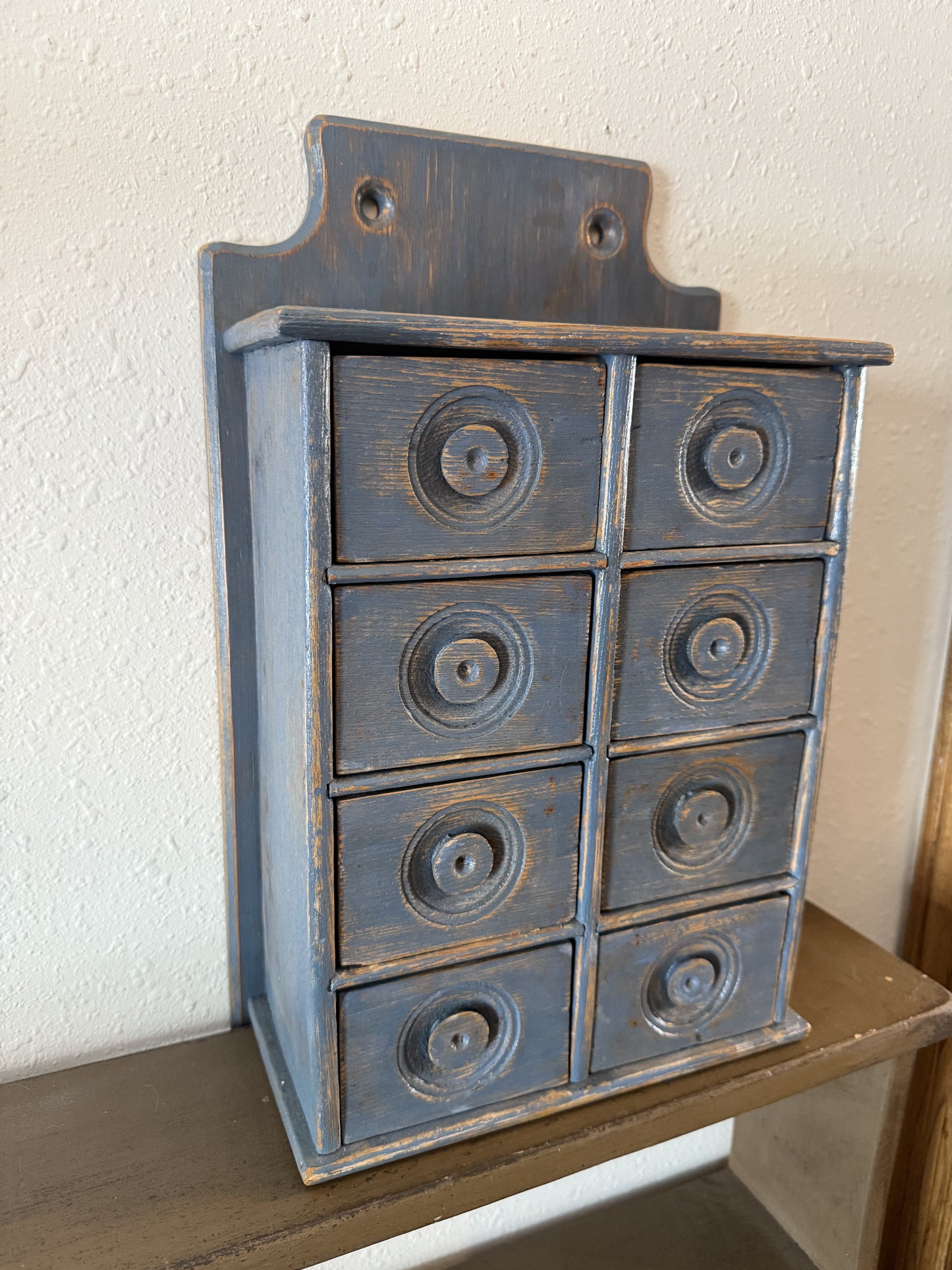 19th Century Blue Painted Spice Cabinet