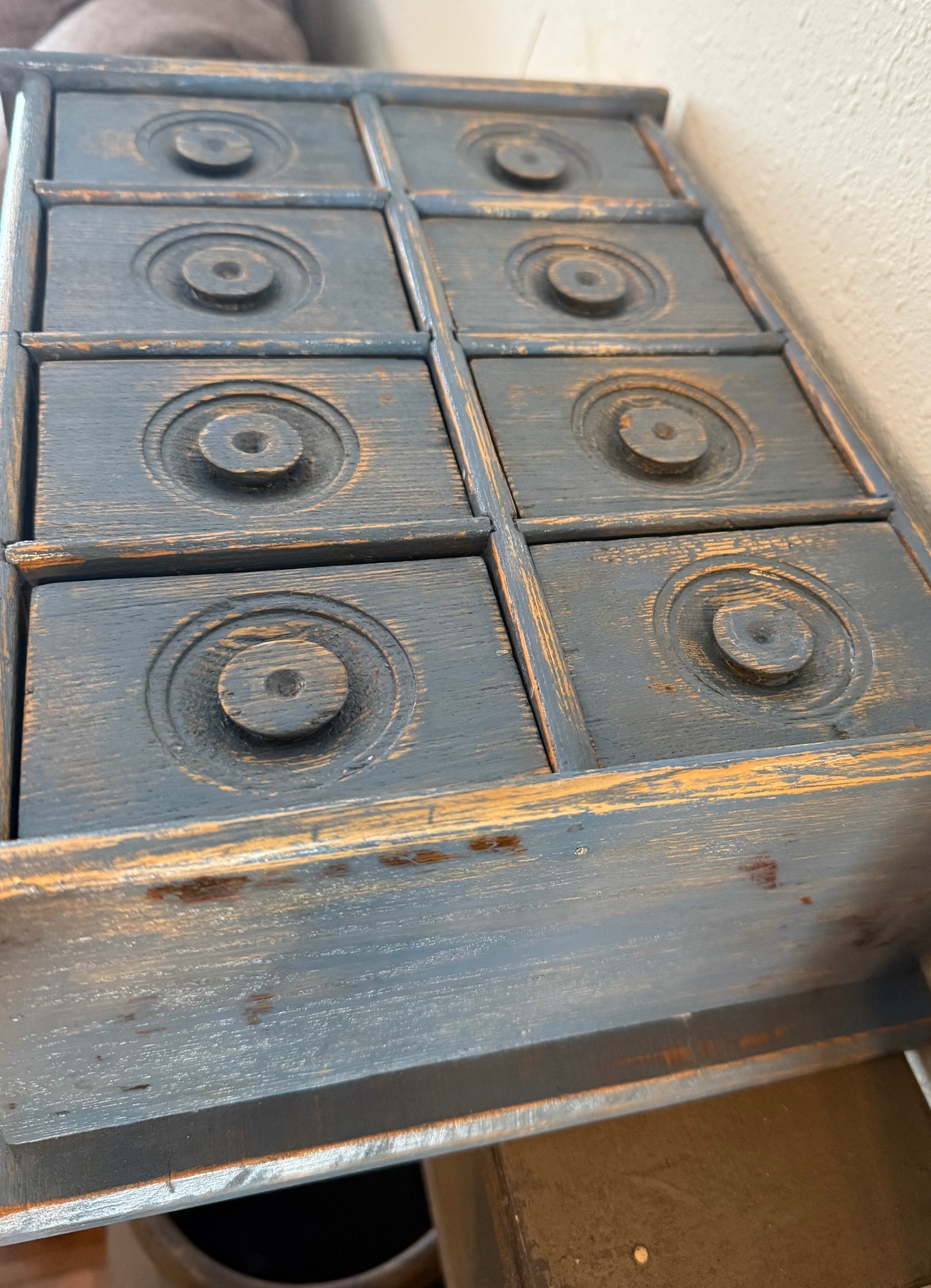 19th Century Blue Painted Spice Cabinet