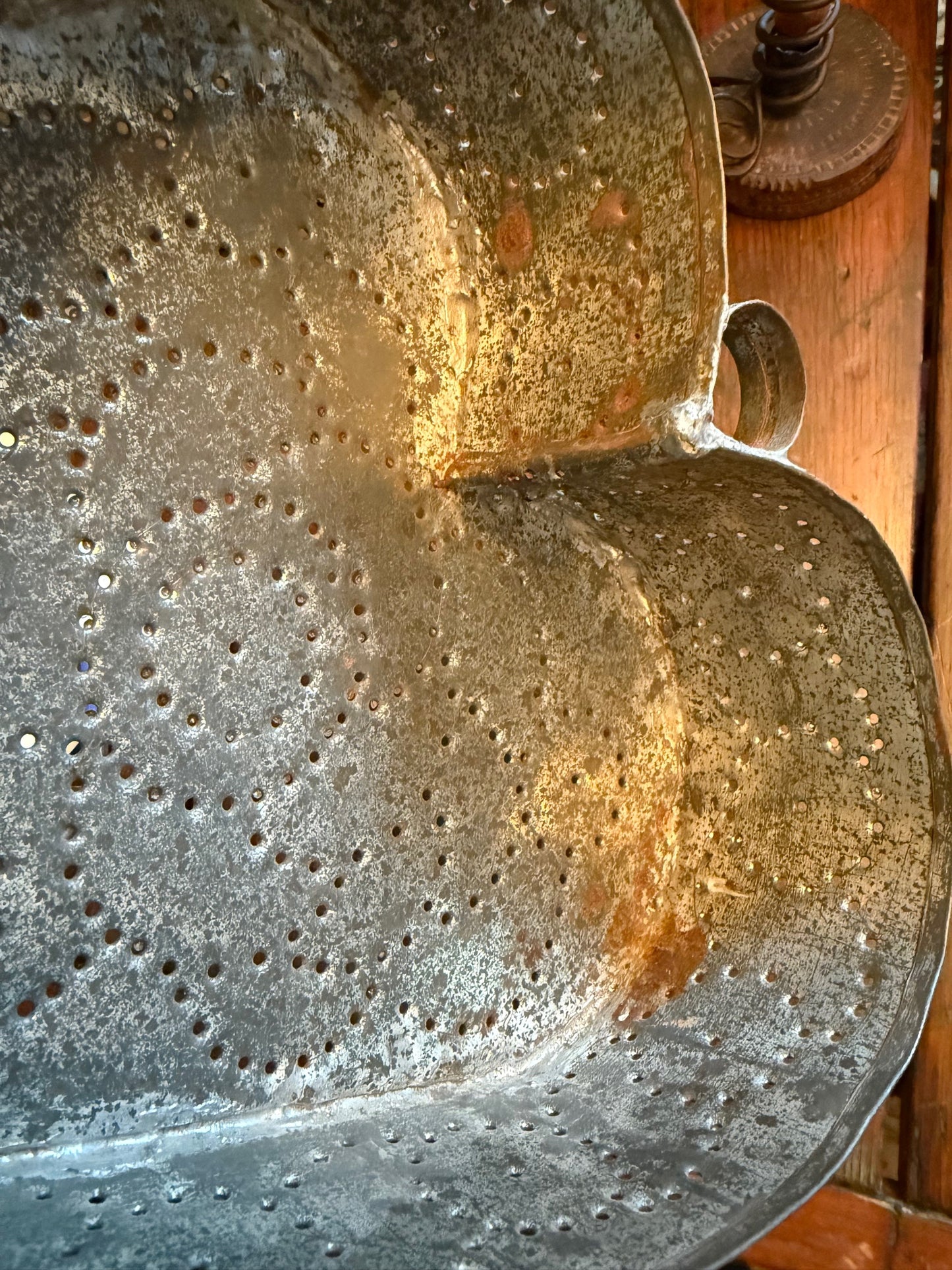 Very Rare Antique Punched Tin Cheese Mold