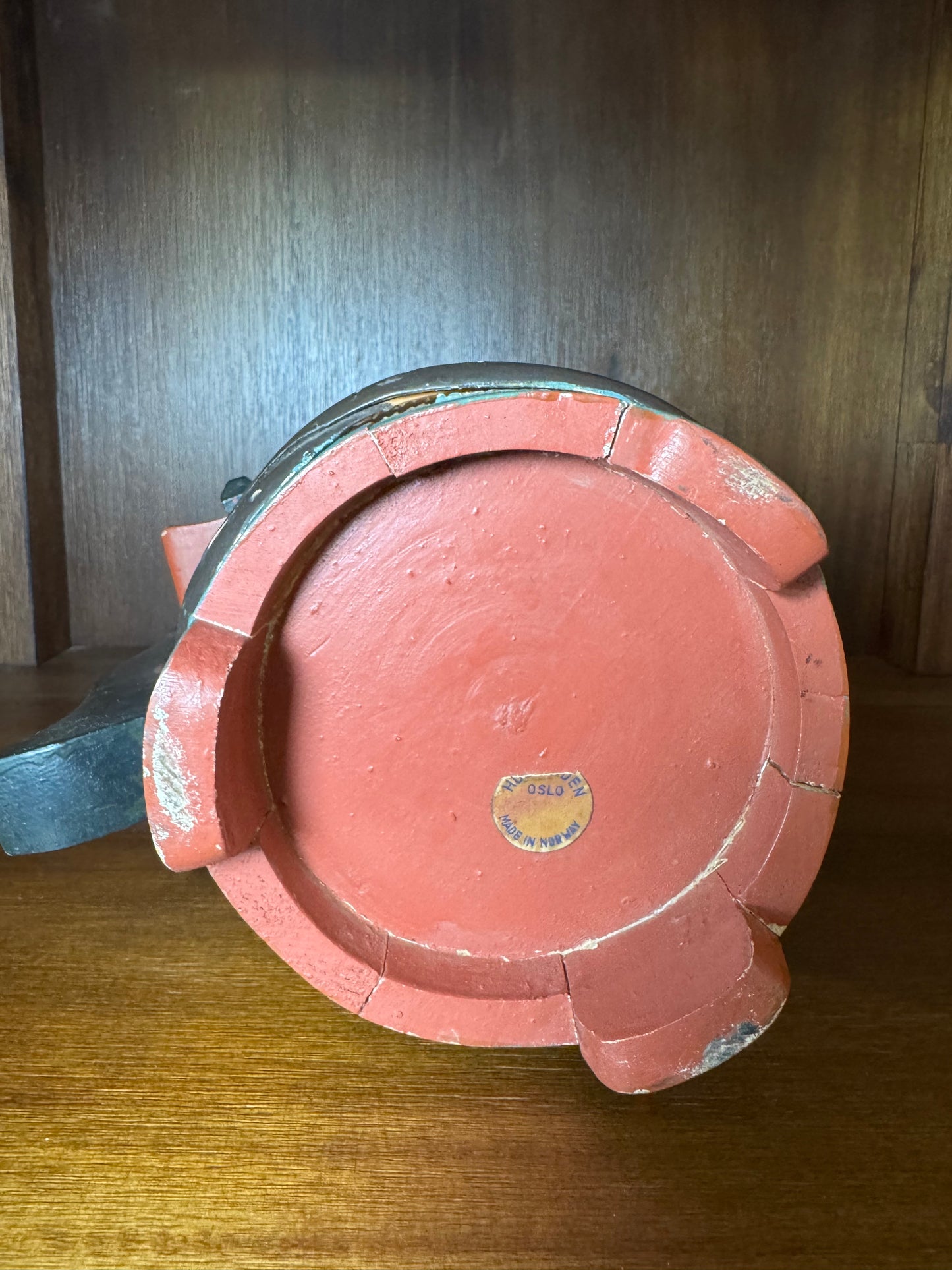 Mid-1900s Painted Wooden Lidded Box Norwegian with Rosemaling