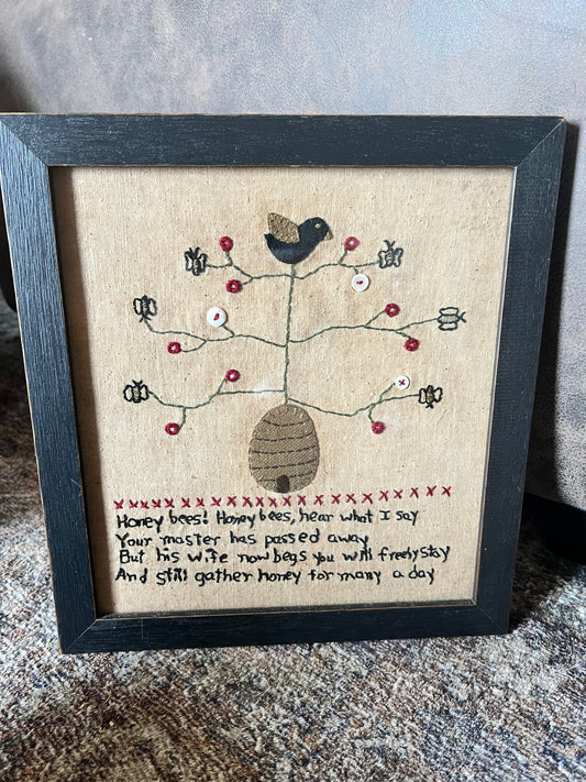 Folk Art Honey Bee Stitchery by Fannie Turgeon