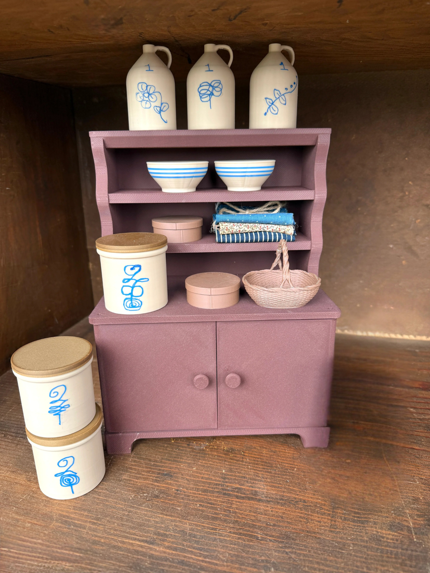 Reproduction Salesman Sample Hoosier Cupboard with Miniatures