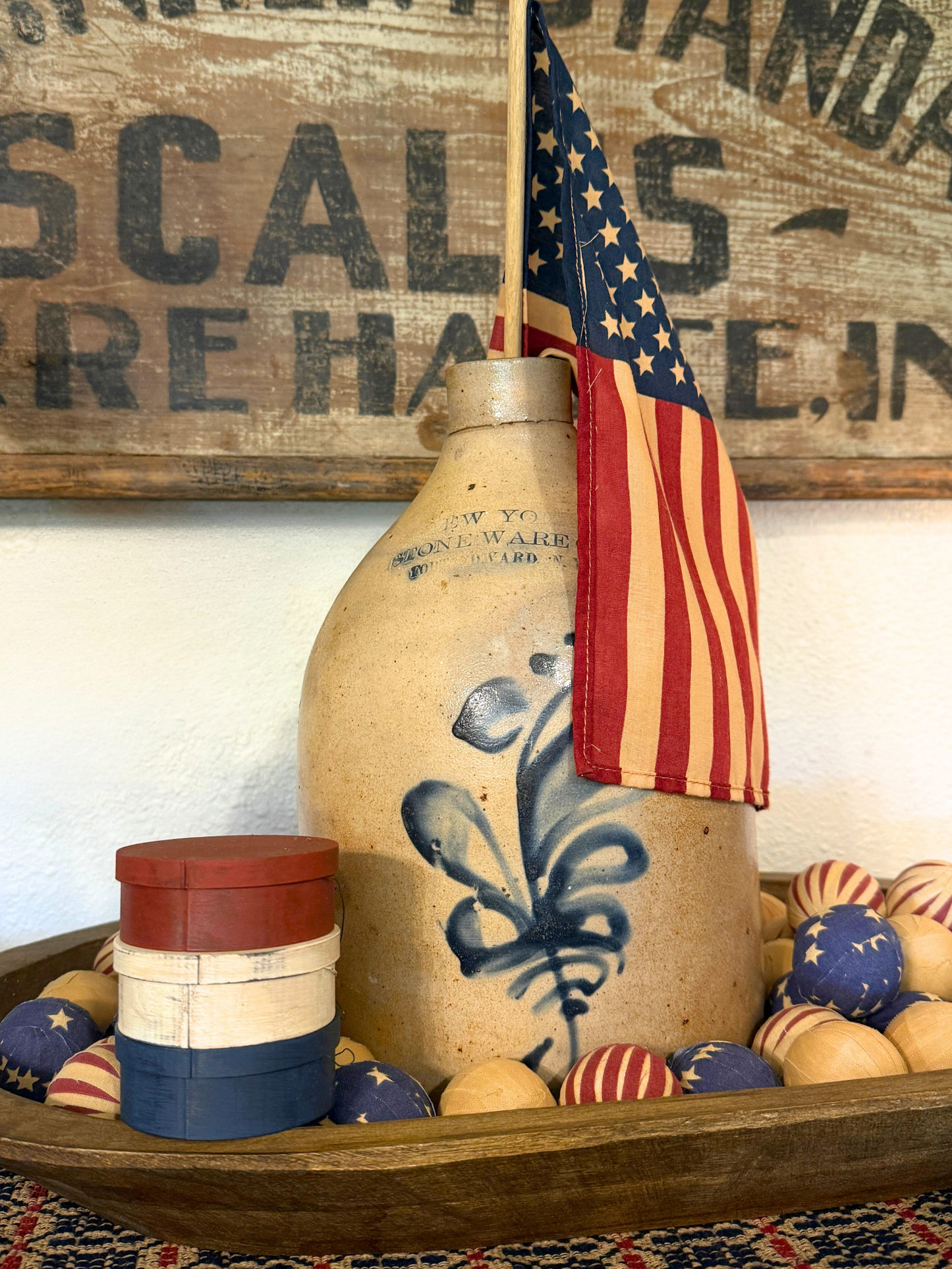 Set of 3 Red, White and Blue Faux Pantry Box Ornaments