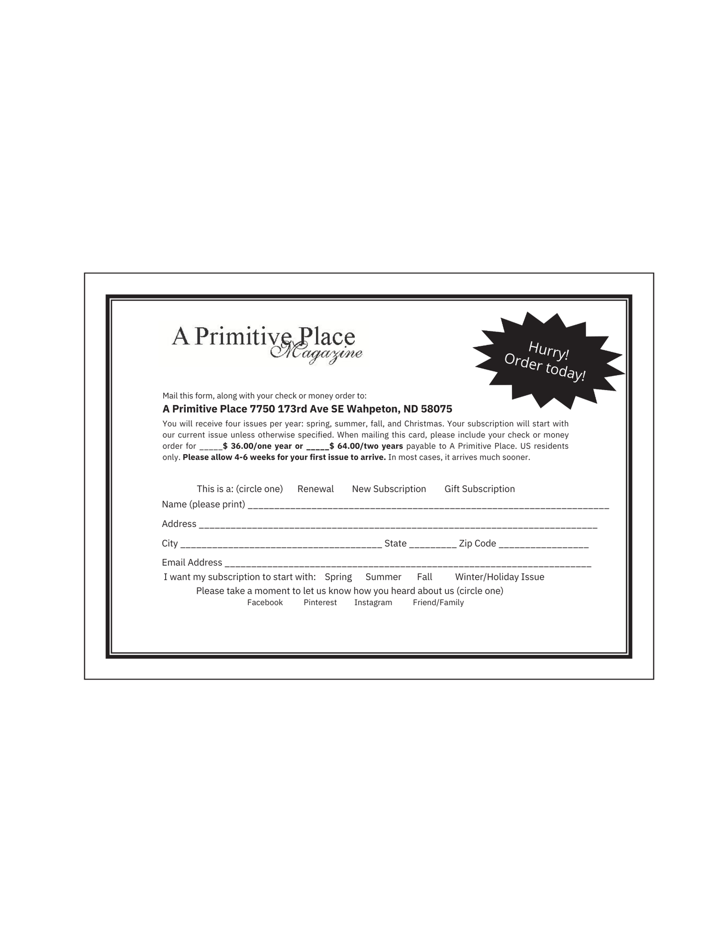 EXISTING SUBSCRIBERS - Two Year RENEWAL - 8 issues (2 years) Save $32.00 off cover price!