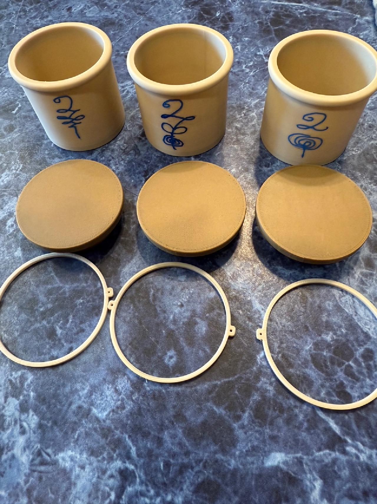 Set of 3 Miniature Crock Ornaments with Stacking Lids