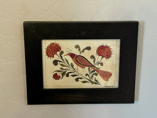 Pennsylvania Dutch Fraktur Bird by Folk Artist A. Schultz