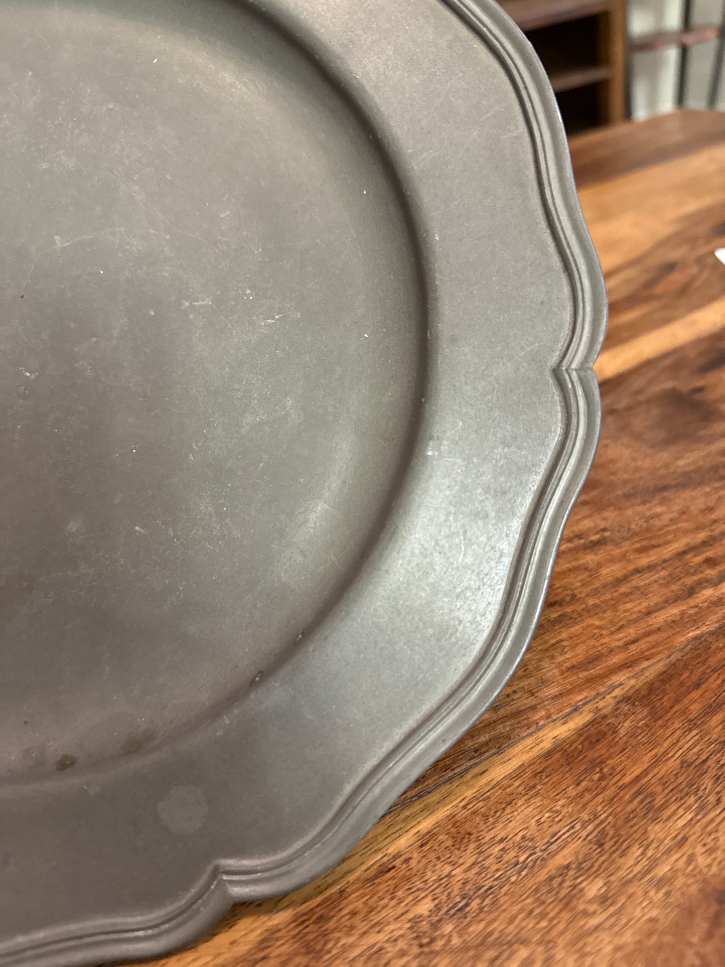 Queen Anne Style Pewter Plate (11”) (mid-1900s)