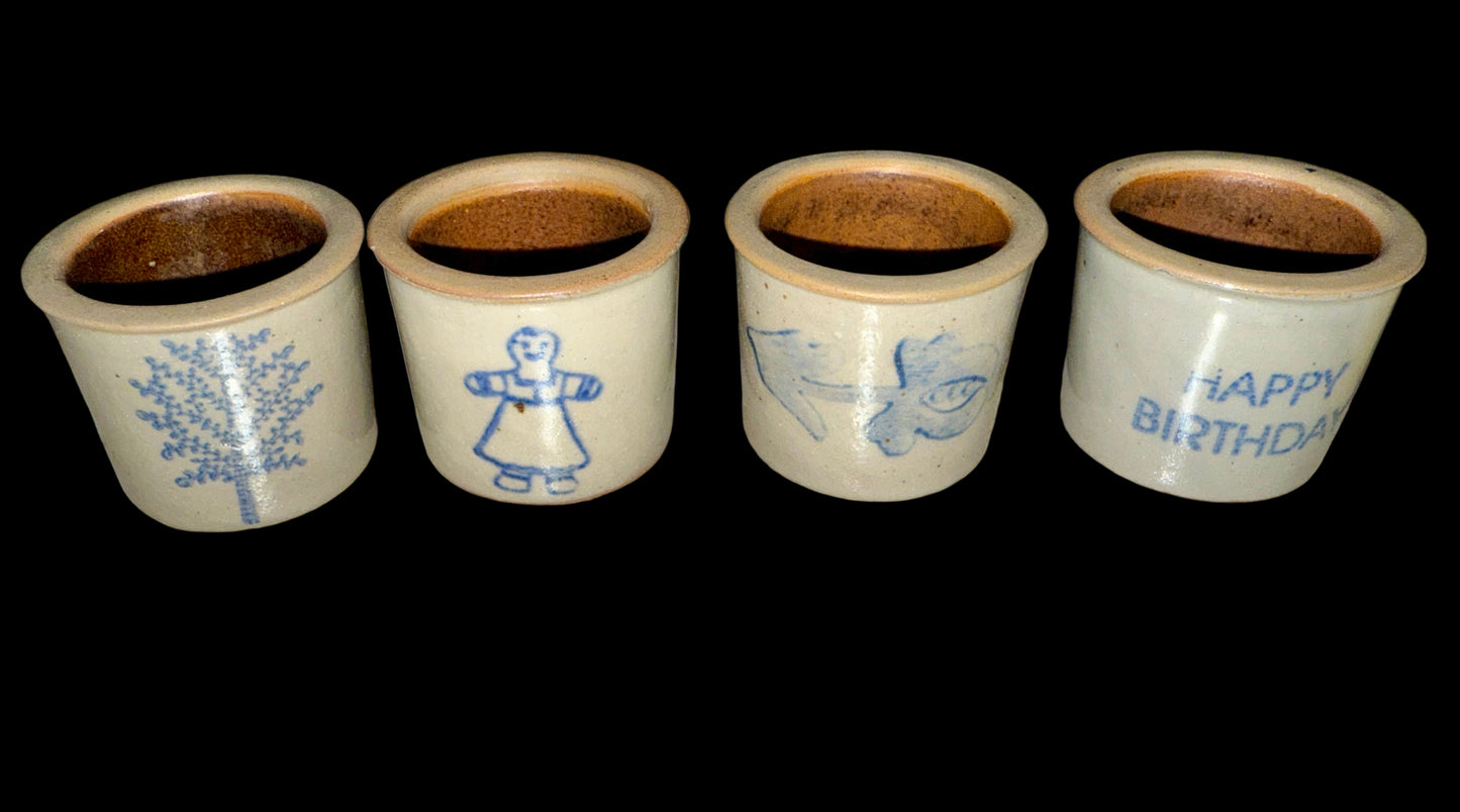 Set of 7 Mini Stoneware Crocks