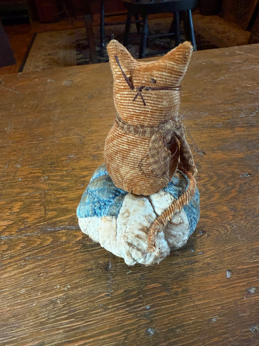 Cat on Blue Quilted Pin Cushion