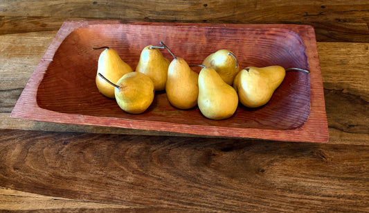 Early Hand-Hewn Trencher c. 1820–1860 with Original Dry Red Surface; red oxide wash