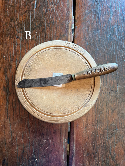 Antique Round Bread Boards with knives (3 Options)