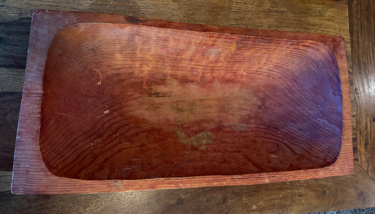 Early Hand-Hewn Trencher c. 1820–1860 with Original Dry Red Surface; red oxide wash