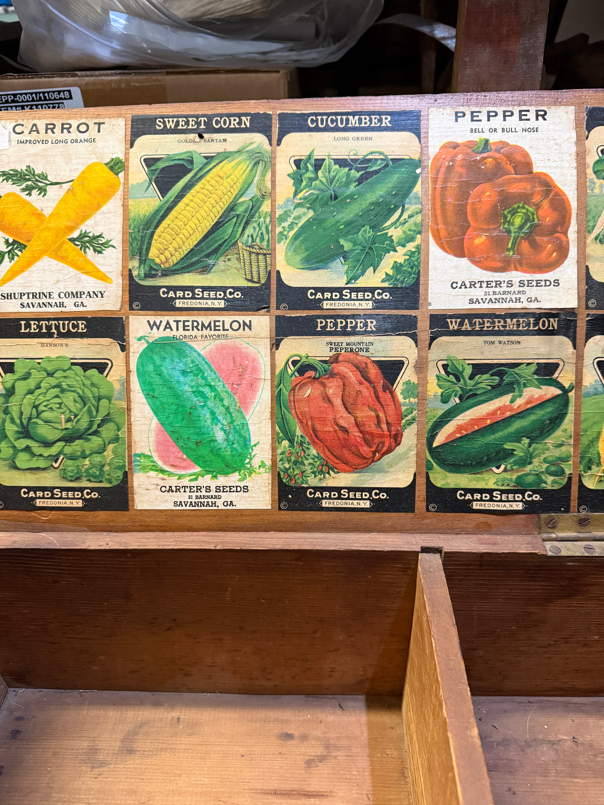 Antique Wooden Seed Box with Original Seed Labels