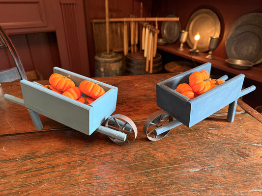 Small Primitive Wheelbarrow with a Load of Miniature Pumpkins
