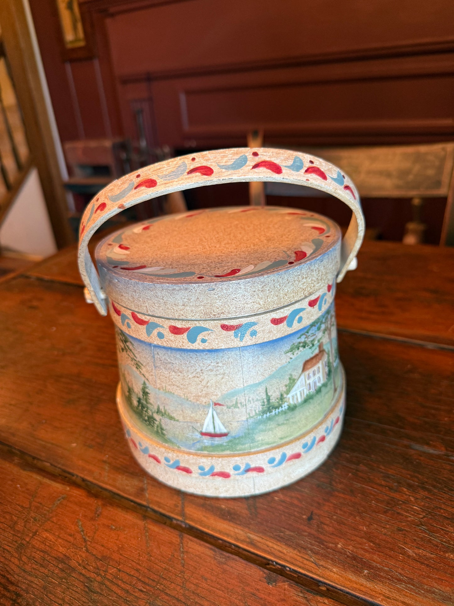 Folk Art Hand Painted Firkin