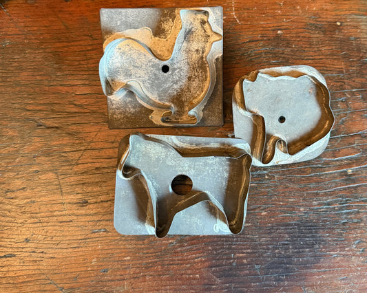 Set of 3 Early Cookie Cutters (Chicken, Cat, Horse)