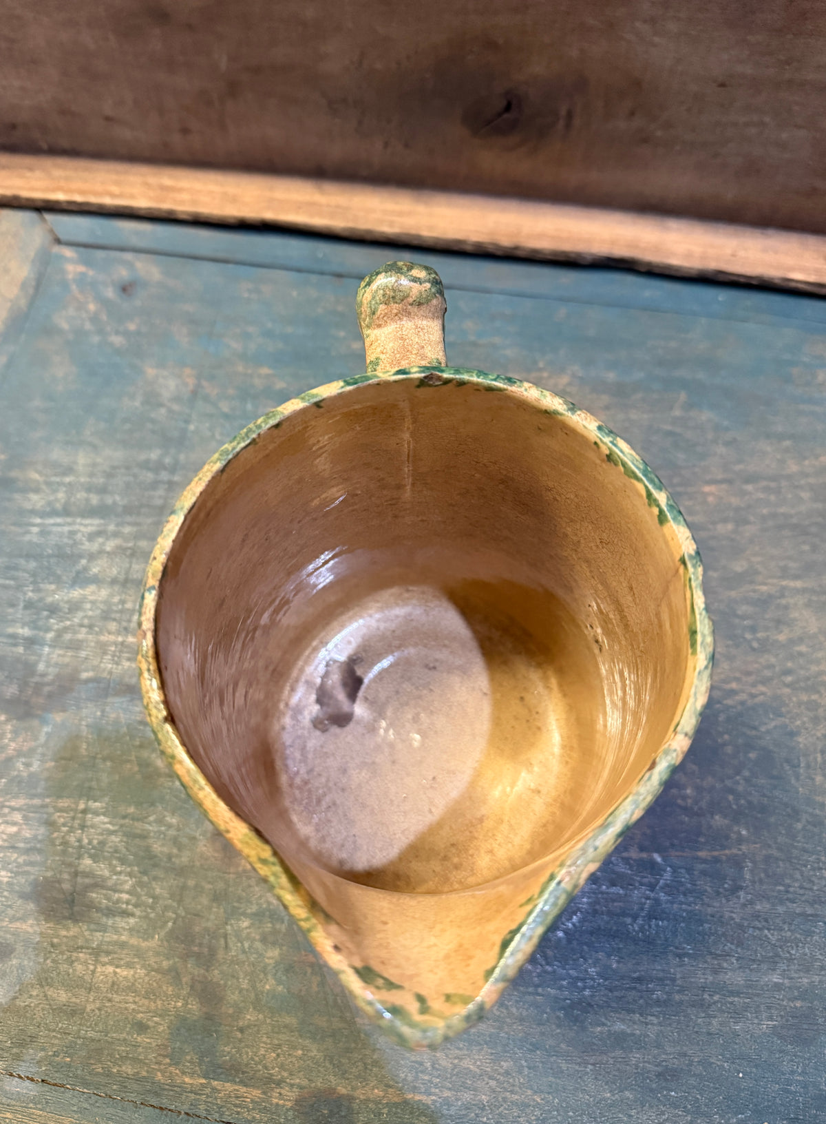 Antique Green Spongeware Pitcher