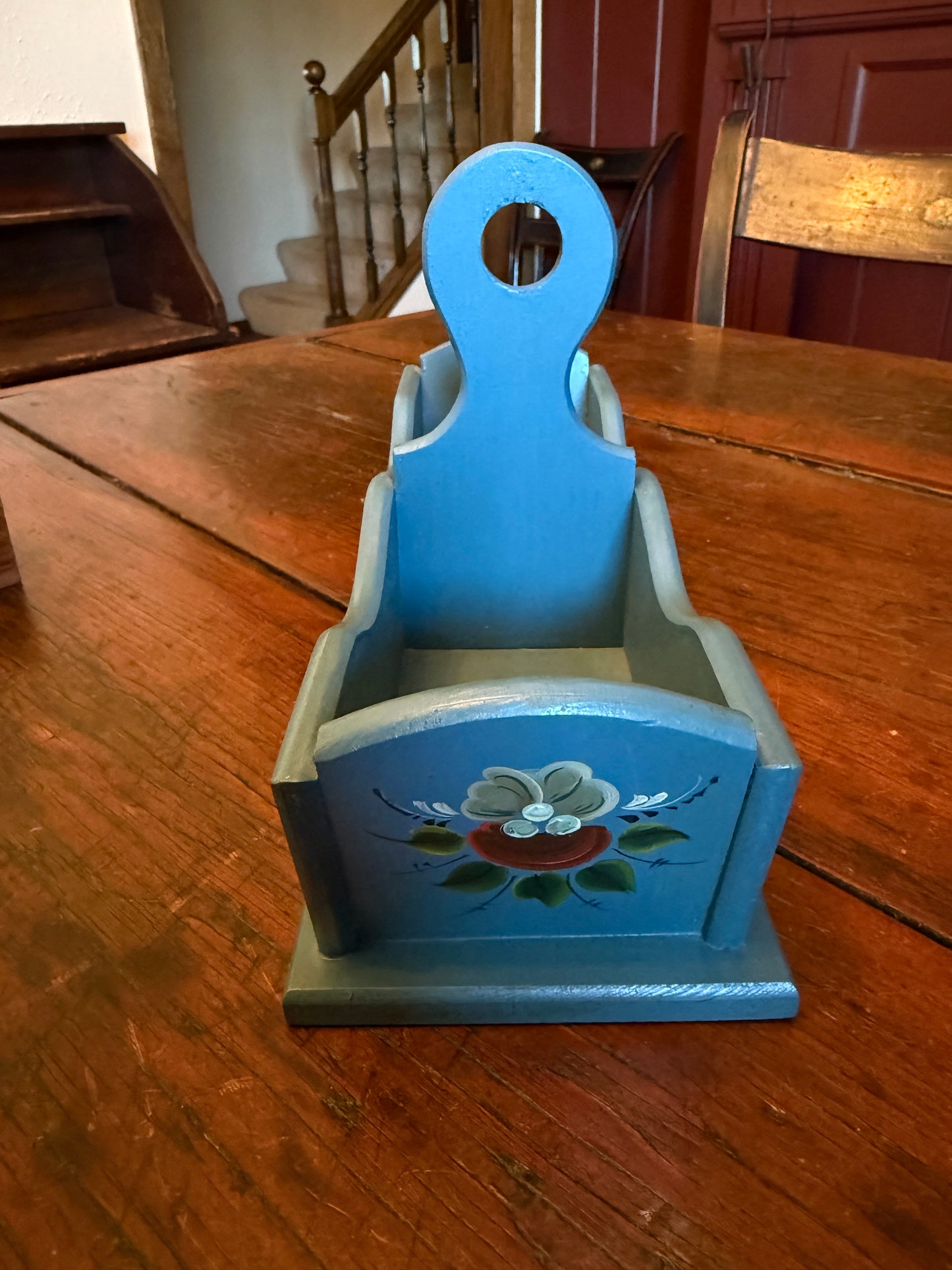 Beautiful Blue Folk Art Divided Box