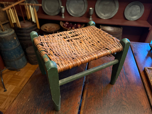 Foot Stool with Original Green Paint