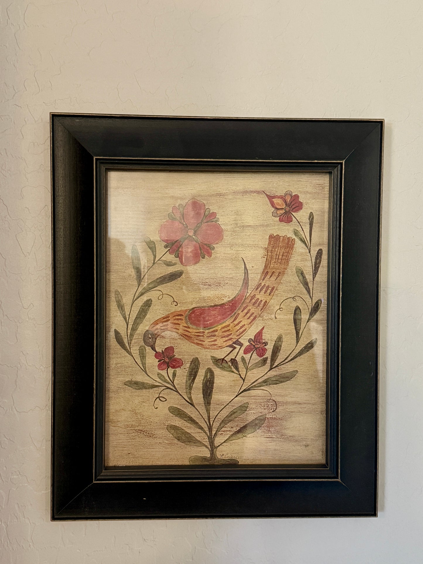 Pennsylvania German Style Fraktur Bird Folk Art by Kathy Enders