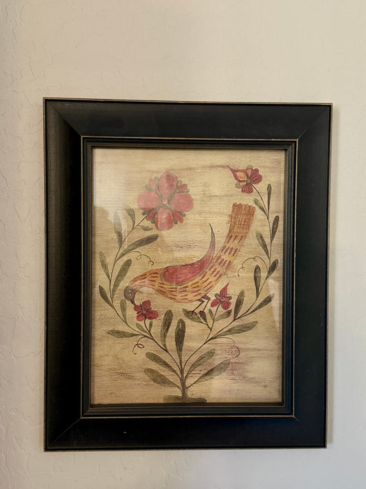 Pennsylvania German Style Fraktur Bird Folk Art by Kathy Enders
