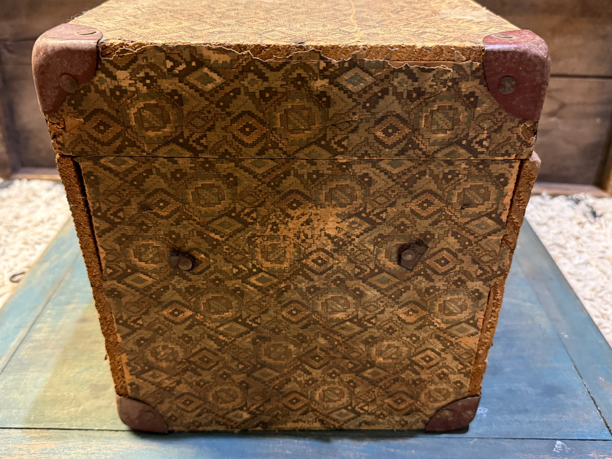 Antique Wallpaper-Covered Box