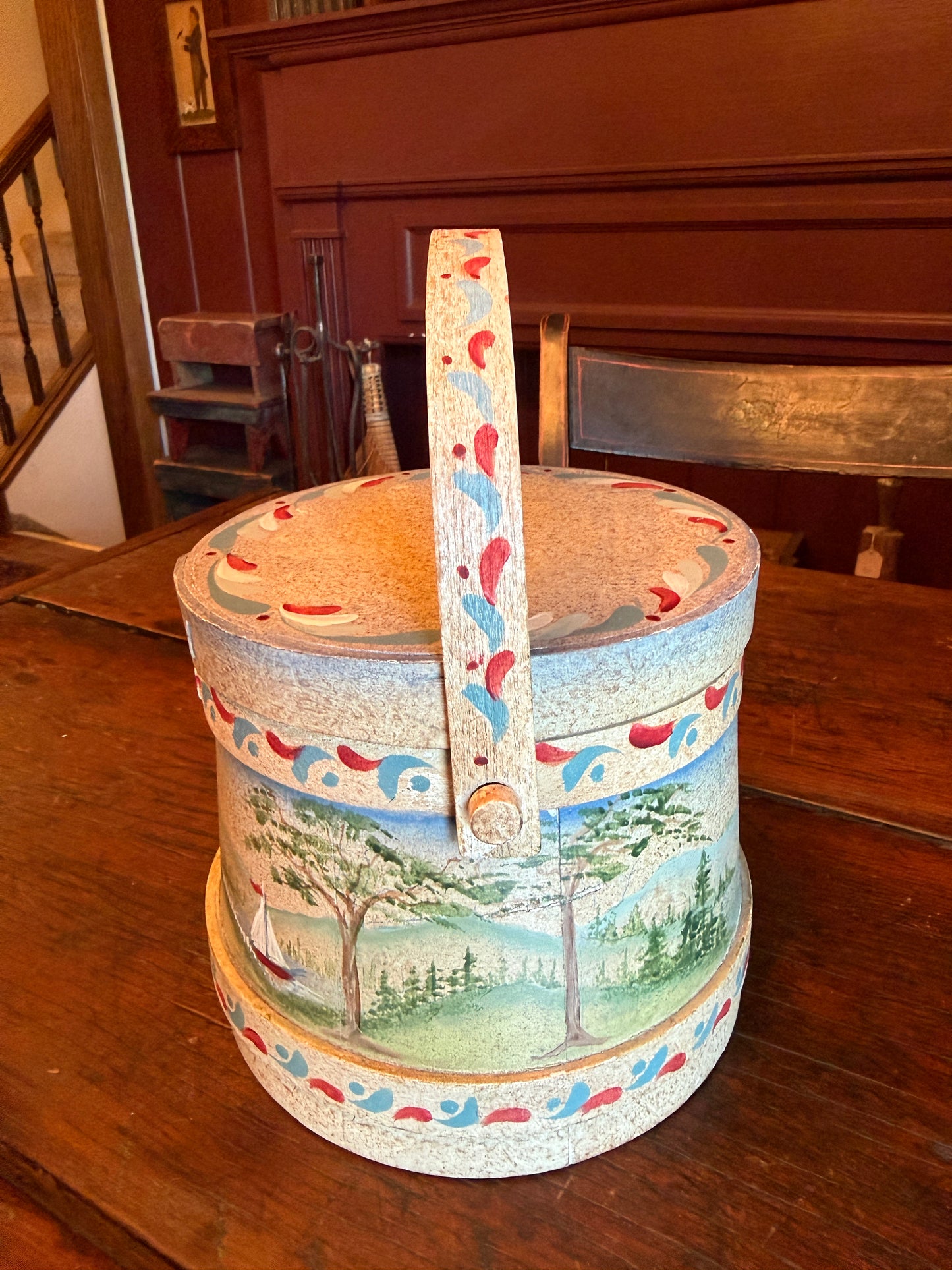 Folk Art Hand Painted Firkin