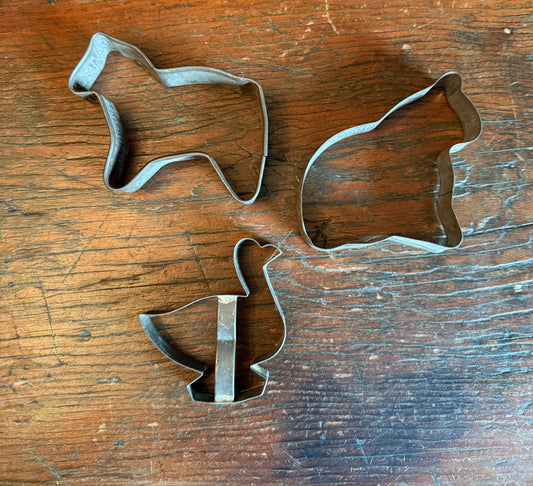 Set of 3 Early Cookie Cutters (Horse, Cat, Goose)