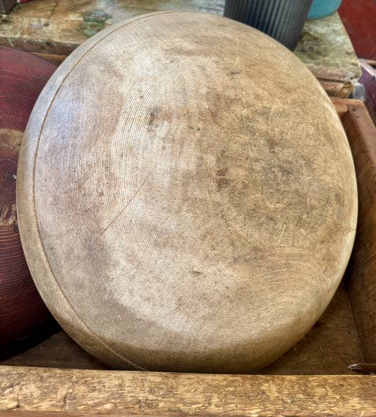 Early Wooden Bowl with Traces of White Paint - 17”