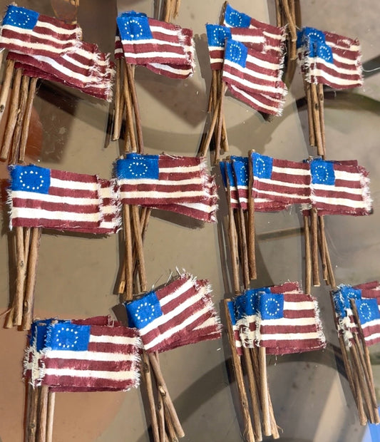 Set of 5 Primitive Folk Art Flags