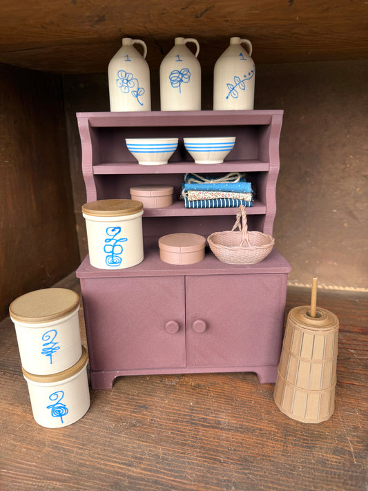 Reproduction Salesman Sample Hoosier Cupboard with Miniatures (butter churn sold separately)