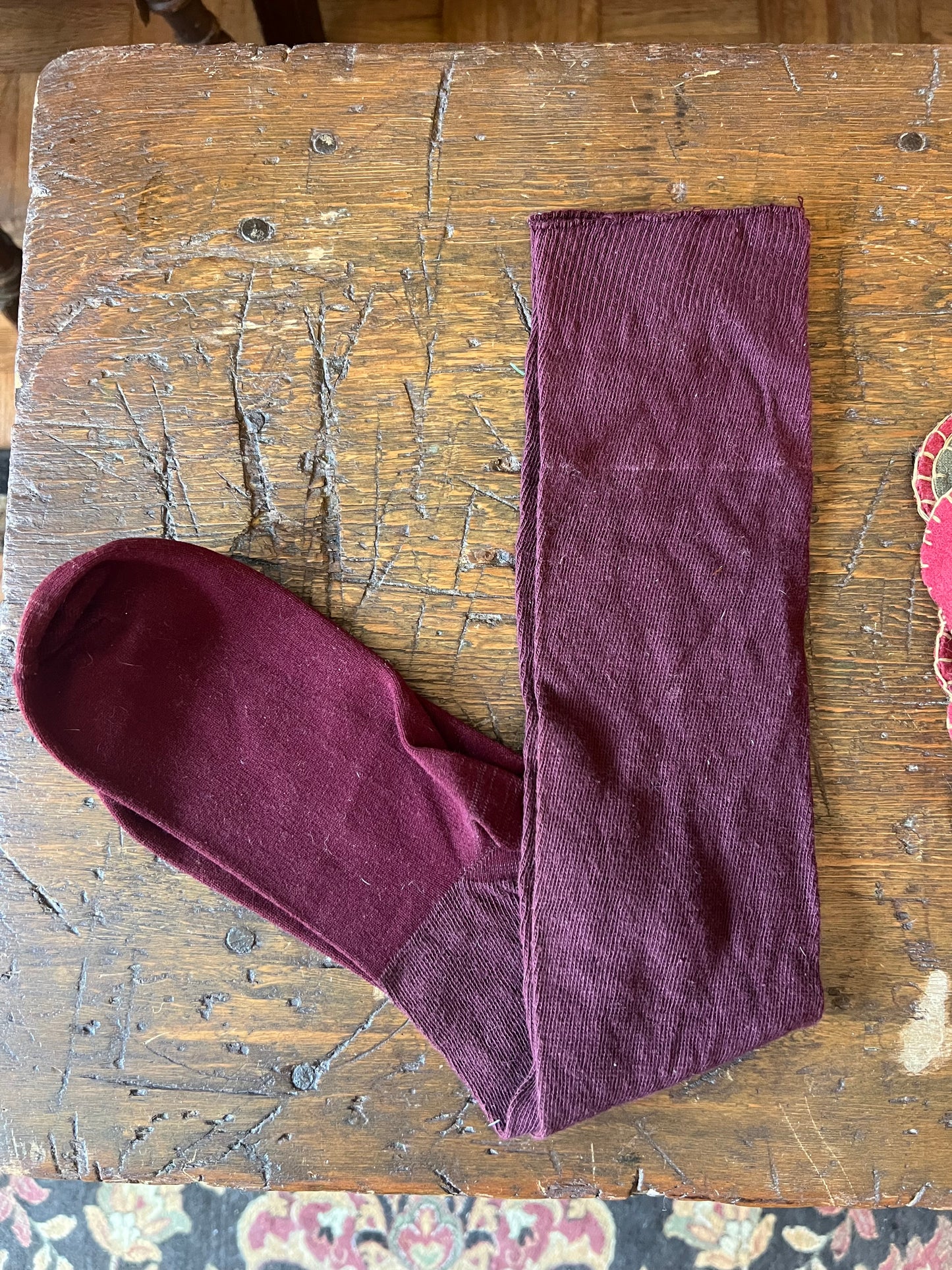 Burgundy Knit Stockings, c. 1890–1920