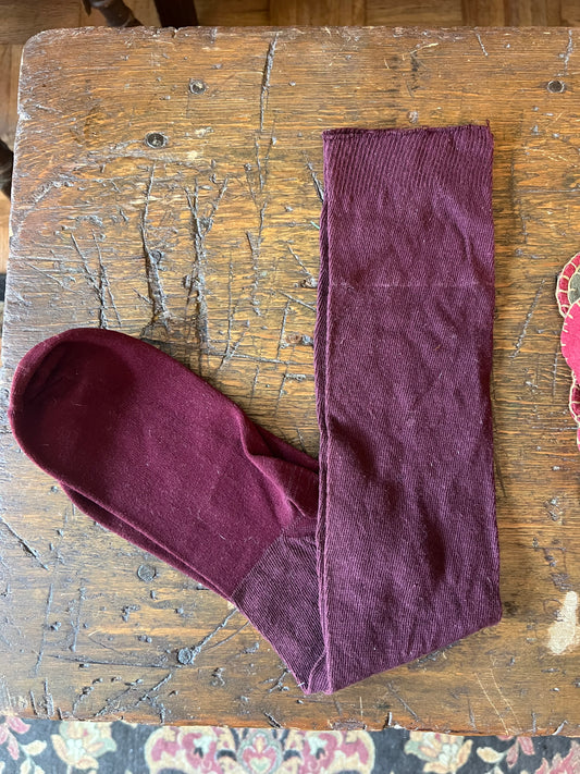 Burgundy Knit Stockings, c. 1890–1920