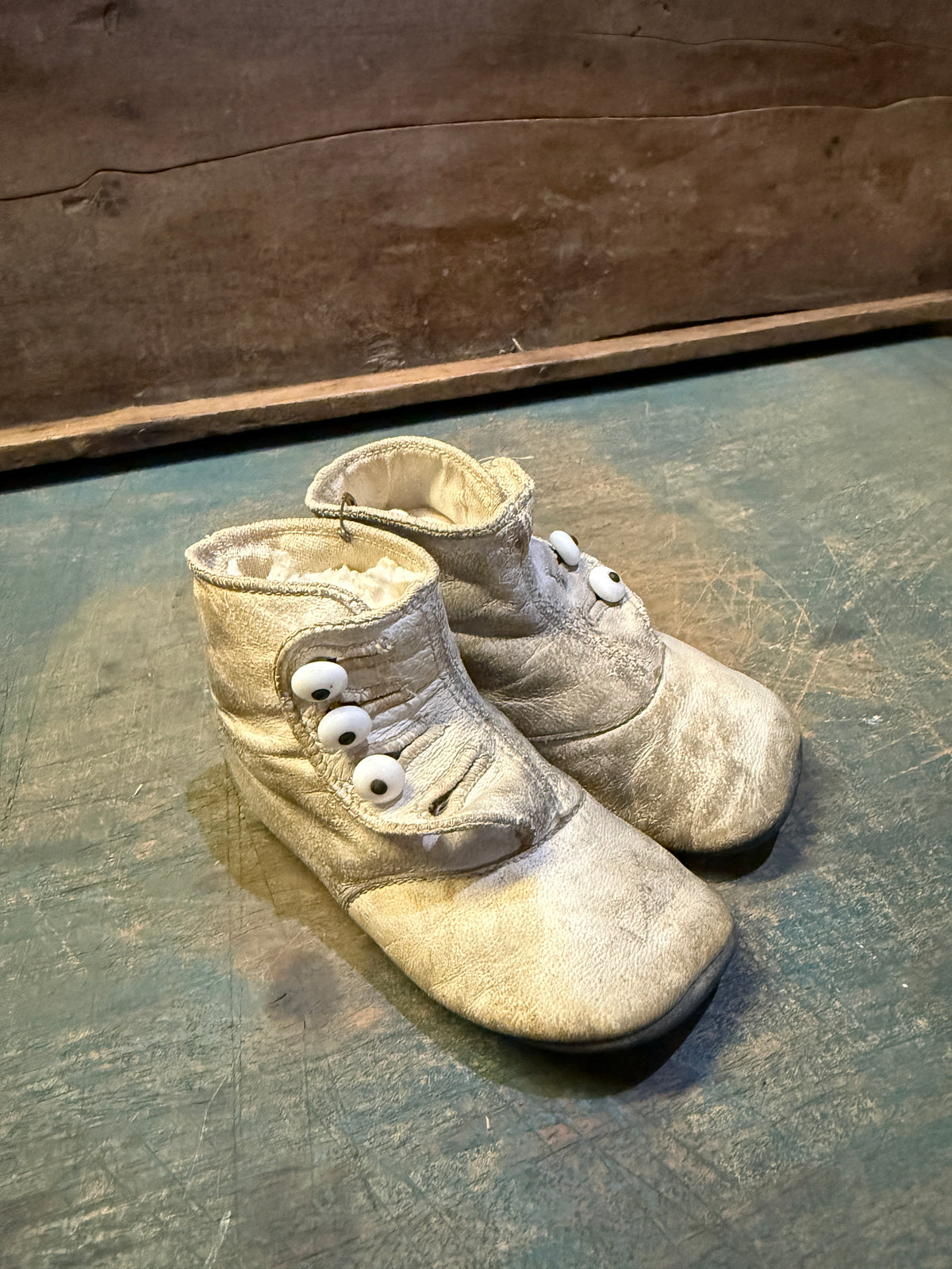 Antique Child’s White Leather Button Shoes