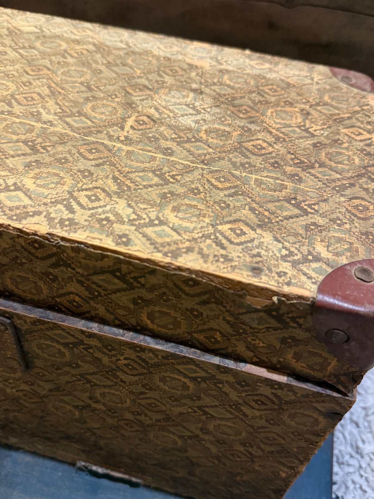 Antique Wallpaper-Covered Box