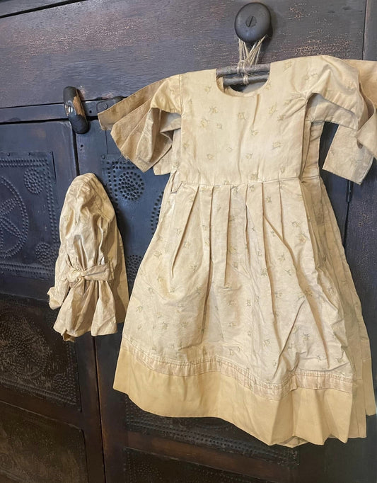 Prairie Dress and Bonnet - Tan Floral