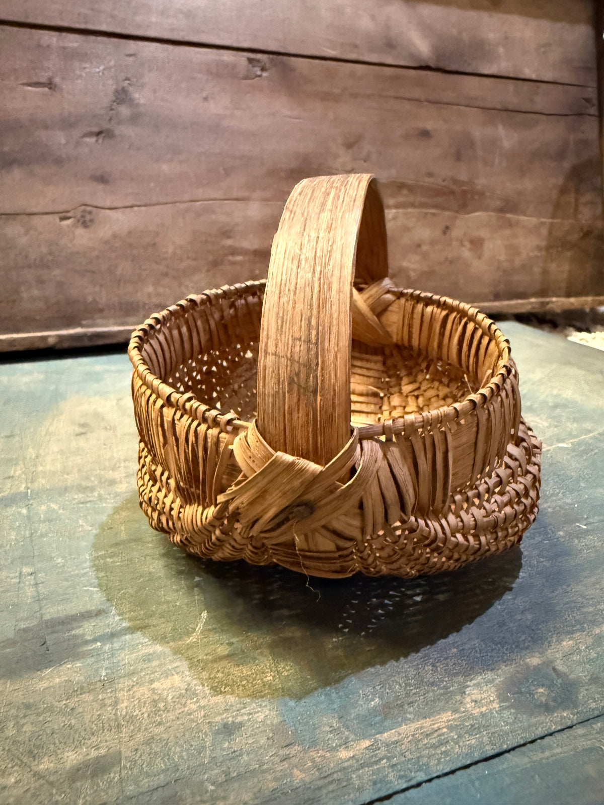 Small Antique Miniature Splint Gathering Basket