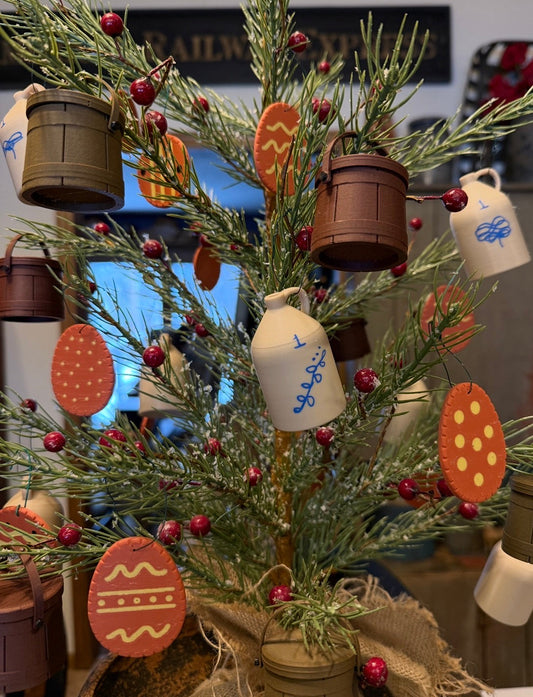 Set of 10 Early American–Inspired Redware Easter Egg Ornaments