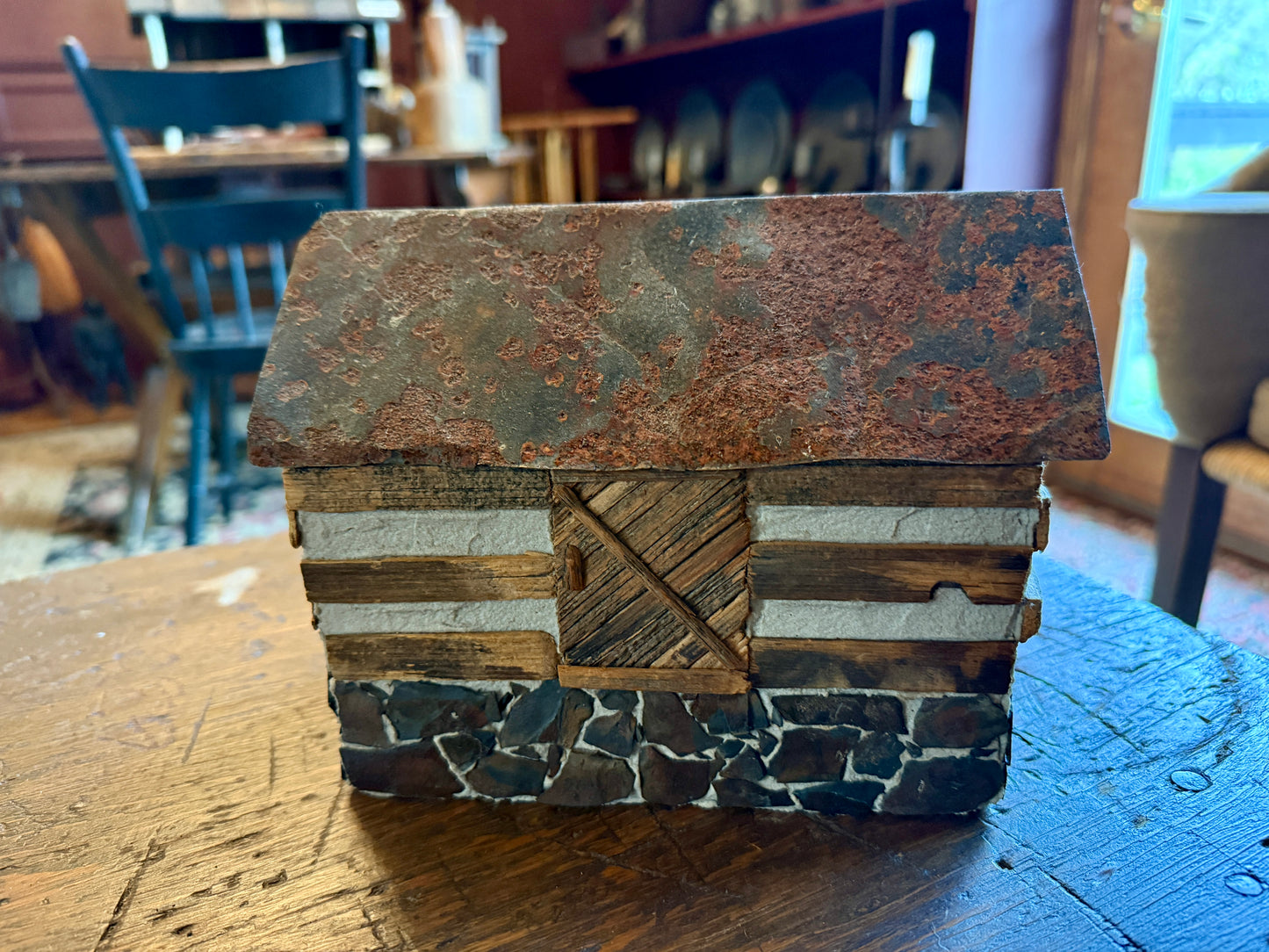 Handcrafted Folk Art Log Cabin