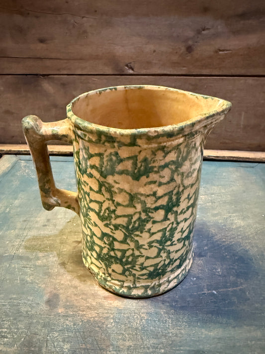 Antique Green Spongeware Pitcher