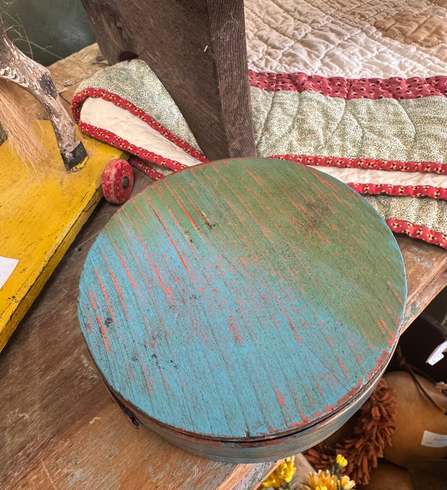 Early Small Pantry Box in Original Blue Paint