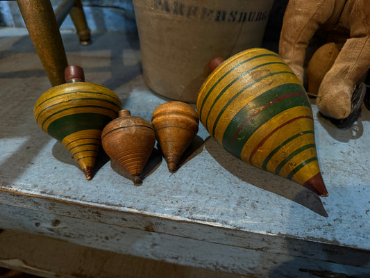 Set of 4 Antique Wooden Tops