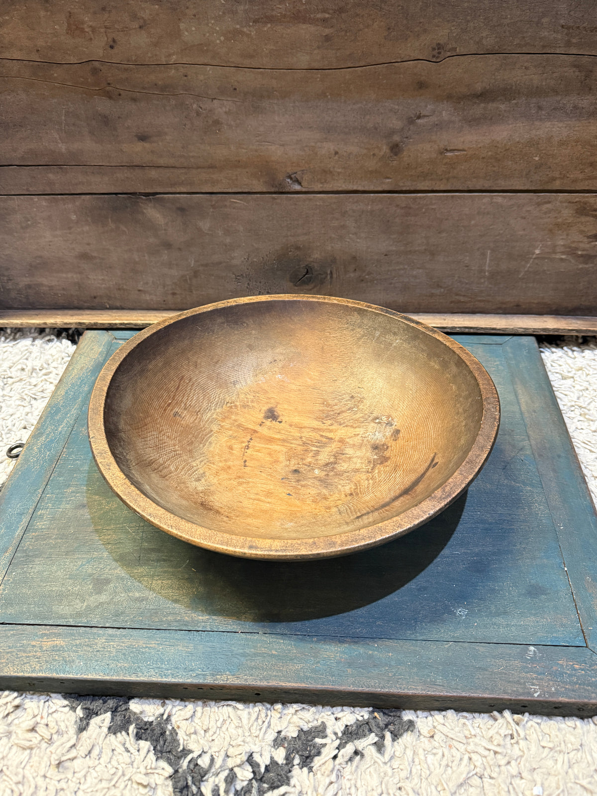 Early Wooden Bowl 13” ~ Nice Dark Patina (A)