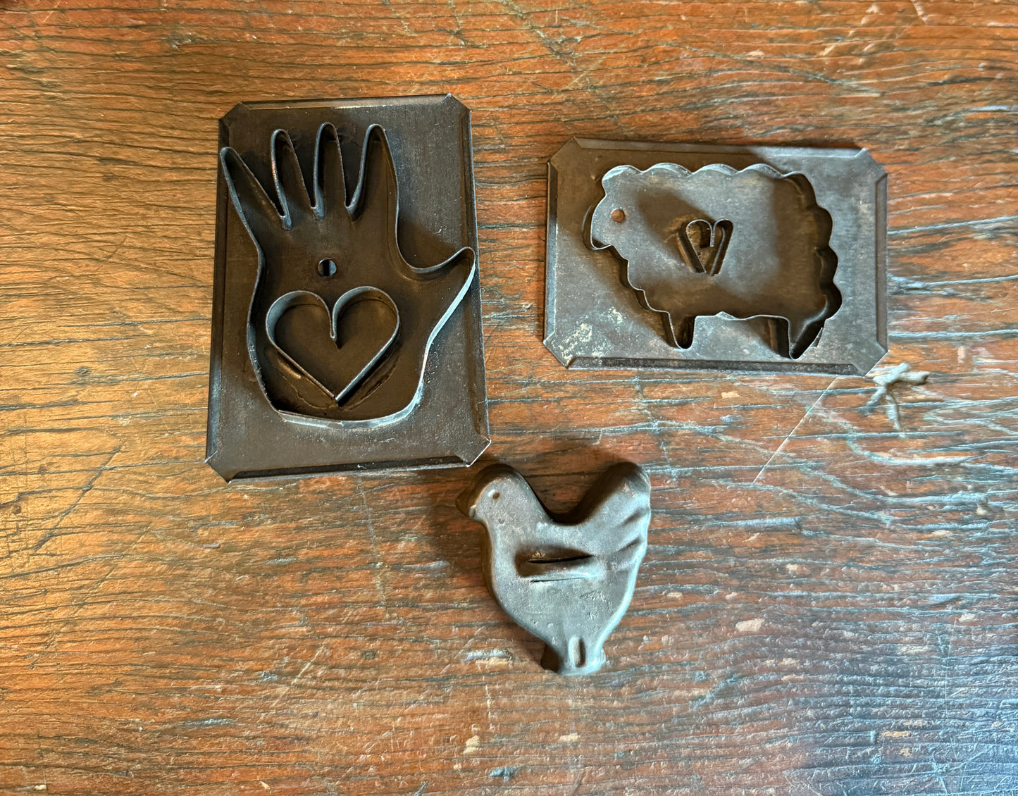 Set of 3 Early Cookie Cutters (Heart in Hand, Sheep, Chicken)