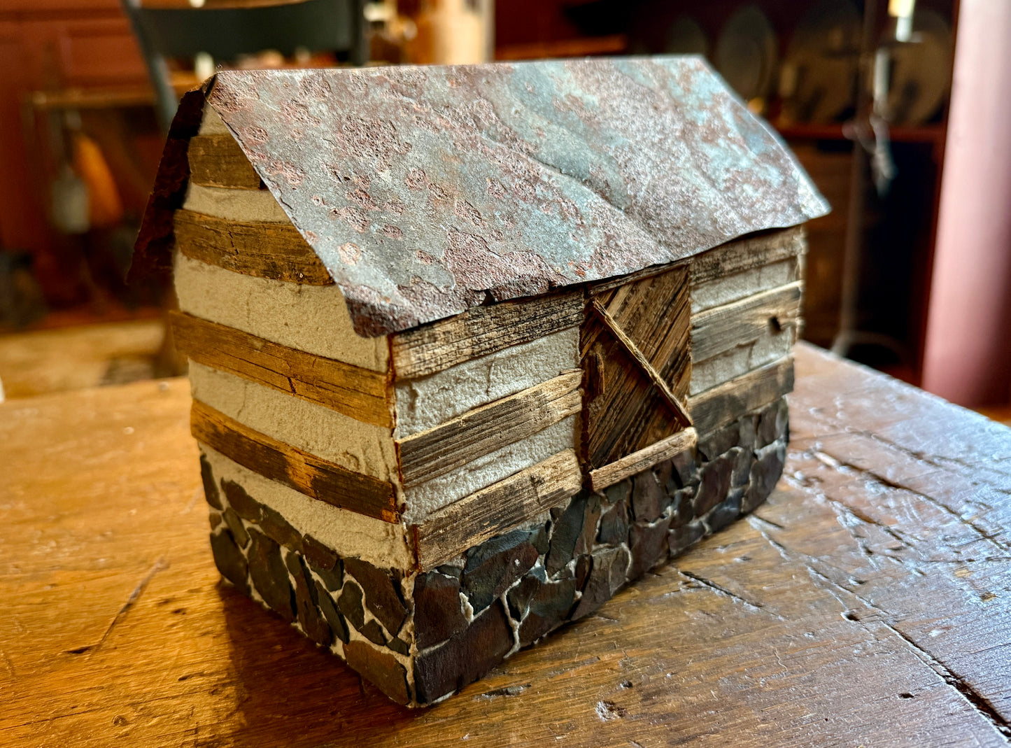 Handcrafted Folk Art Log Cabin