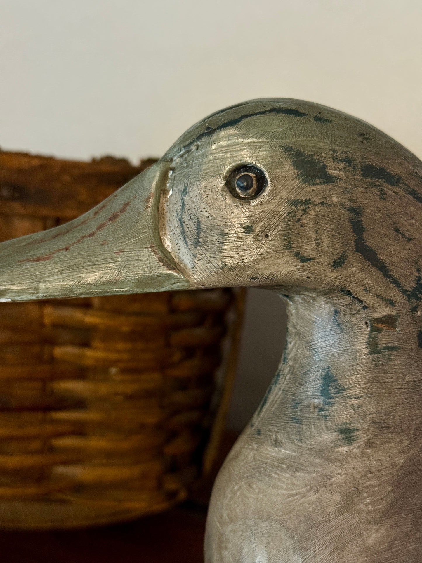 Mid-20th-Century Folk Art Duck Decoy; Hand-Carved & Original Paint